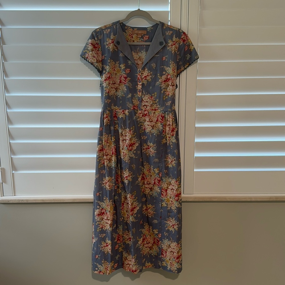 April Cornell size L Sara print porch dress with collar